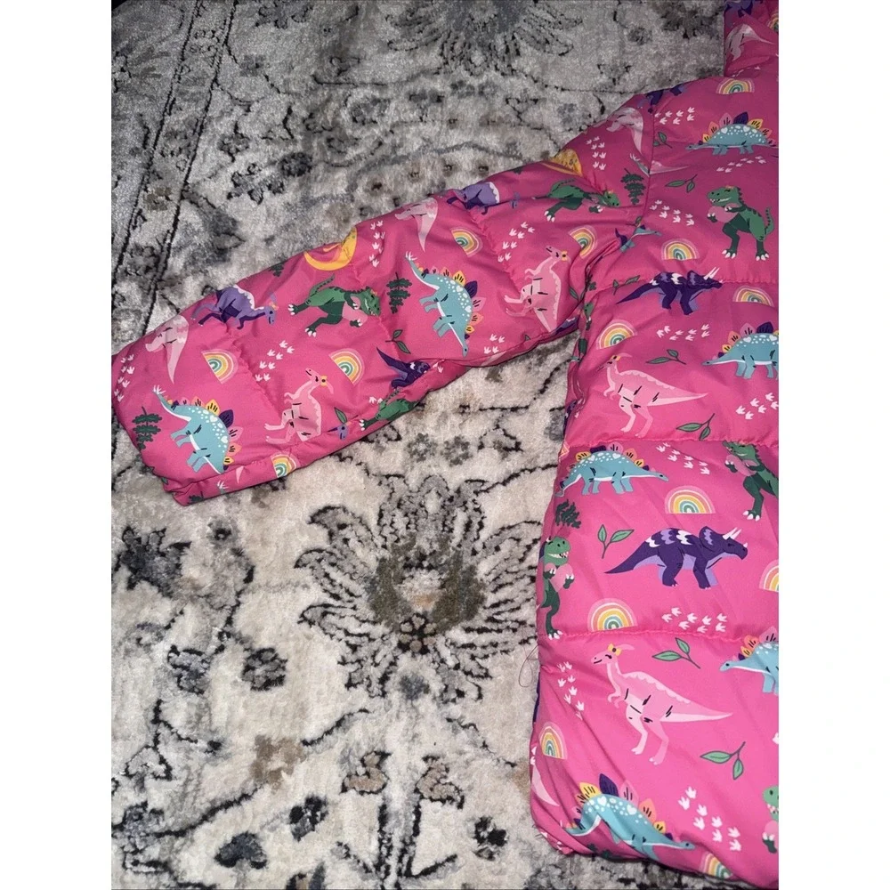 Gymboree Girls Pink Dinosaur Puffer Jacket - Dino Friends SIZE 10